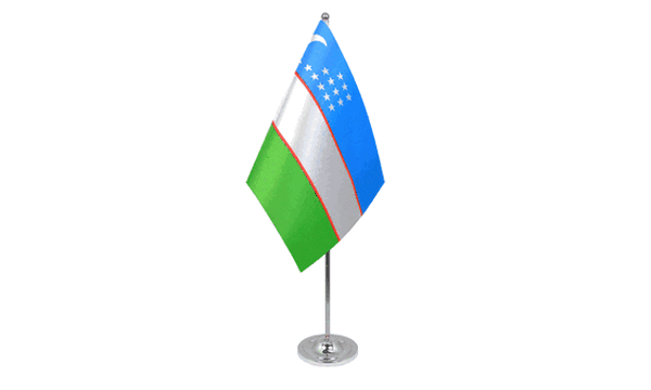 Uzbekistan Satin Table Flag